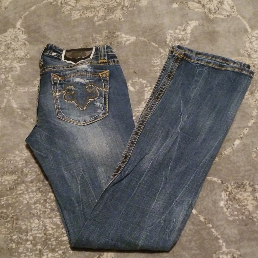 EXPRESS ReRock Boot Cut Distressed Denim 00